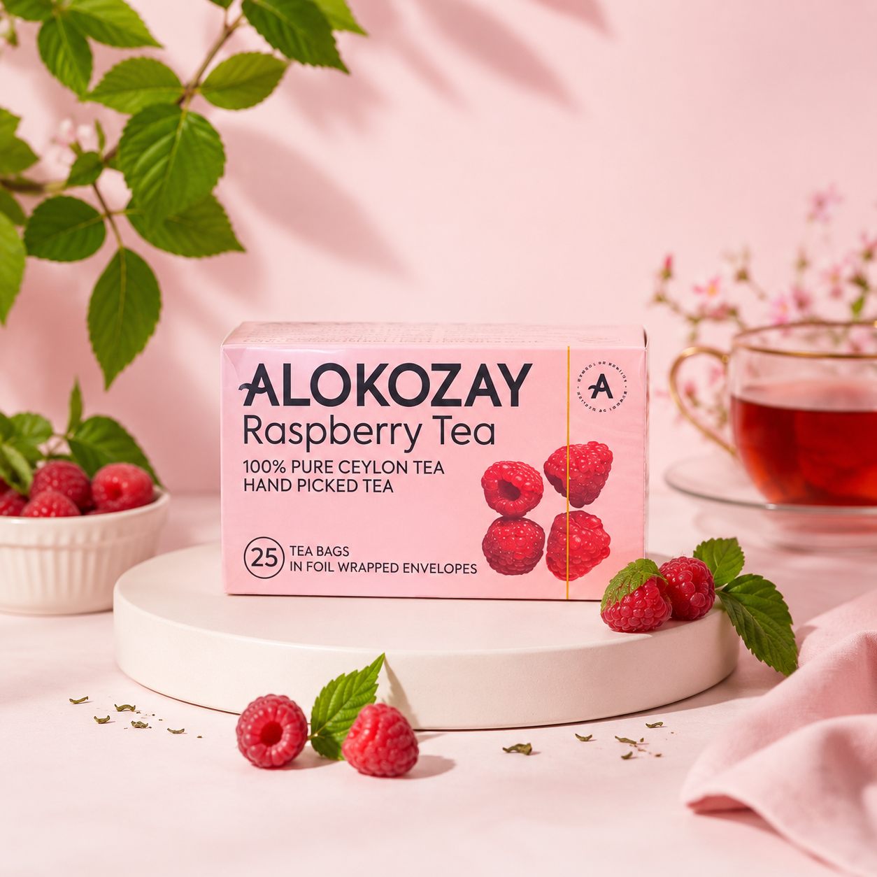 Raspberry Tea – Premium Ceylon Tea Bags (25 Count)